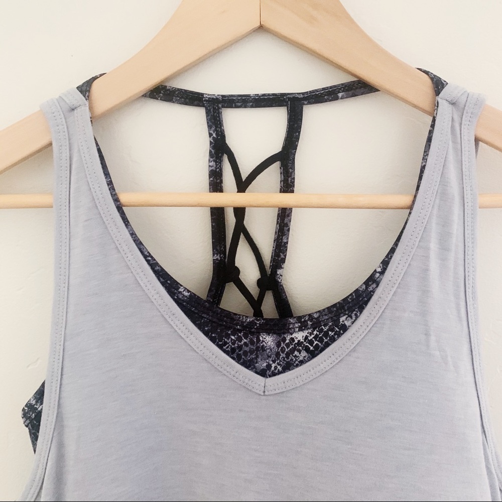 NWOT Champion Blue/Gray Tank Top With Sports Bra - Picture 2 of 8